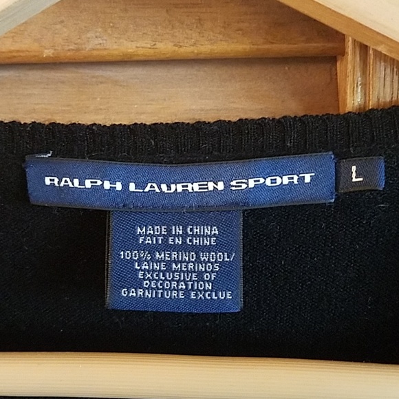 Ralph Lauren, black wool sweater, Large - Picture 2 of 2